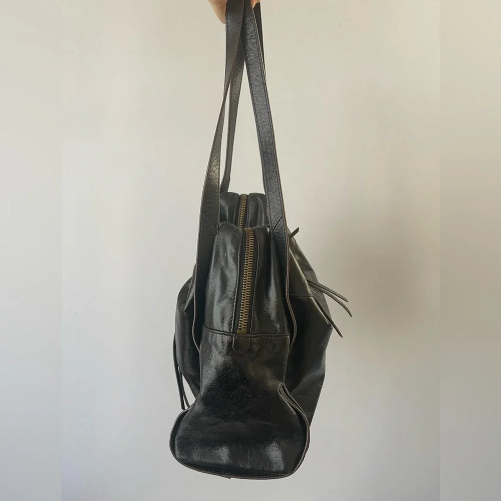 HOBO Slouchy Leather Bag With Tassels and Brass Hardware